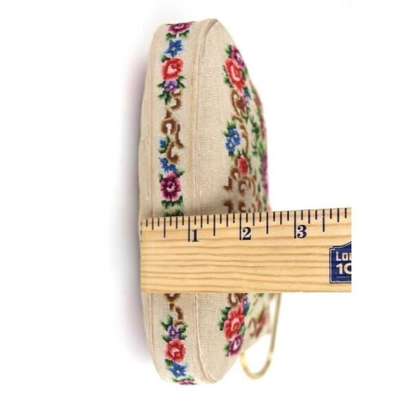 VTG Handmade MULTICOLOR FLORAL PETIT NEEDLEPOINT FRAME KISS LOCK SMALL PURSE - Picture 10 of 14